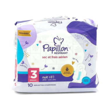 Papillon Serviettes Hygiéniques 10pcs Nuit Ultra Taille 3 – Image 1